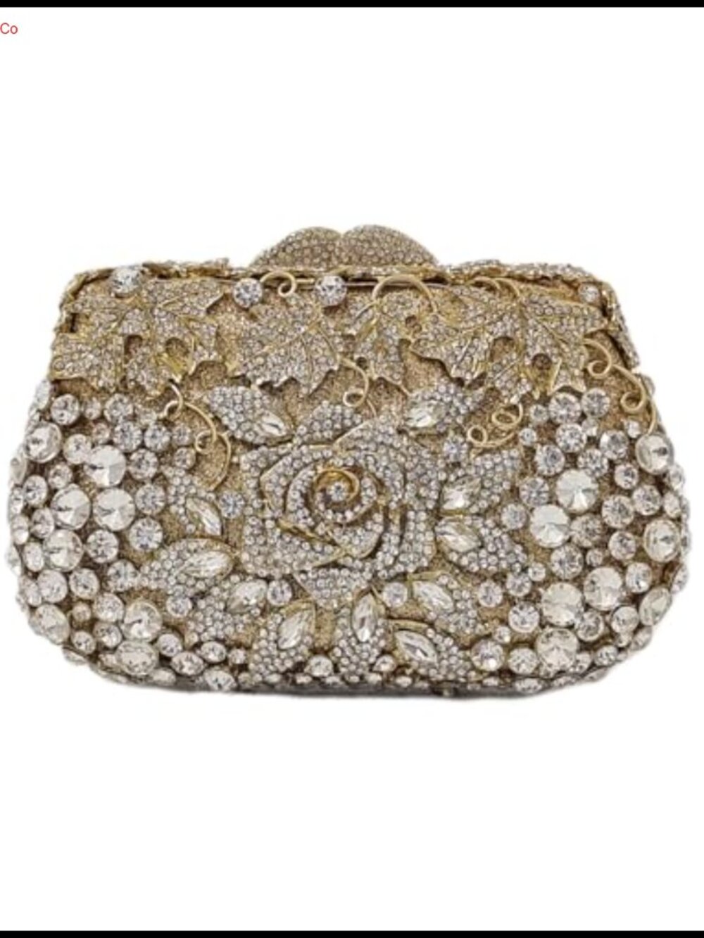 Rose Flower Crystal Clutch Evening Bag Formal Wedding Party Purse